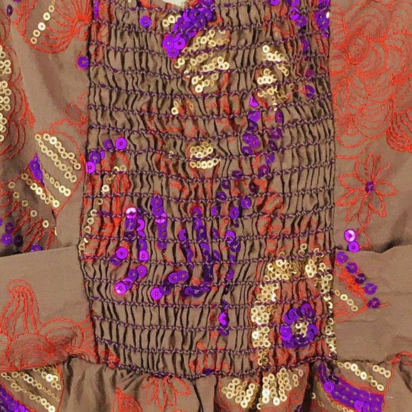 Women's Chelsea & Violet Cami Top Sz L Boho Embroidered Sequin Peplum Top - Picture 9 of 12